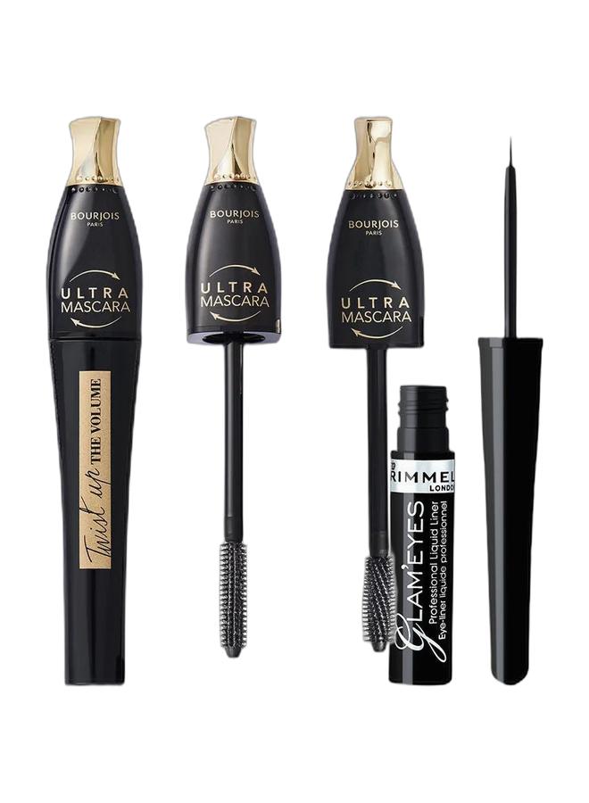 BOURJOIS PARIS Twist Up The Volume Mascara 001 Ultra Black & Glameyes Professional Liquid Eyeliner, 3.5 ml, 01 Black Glamour Bundle - Image 1